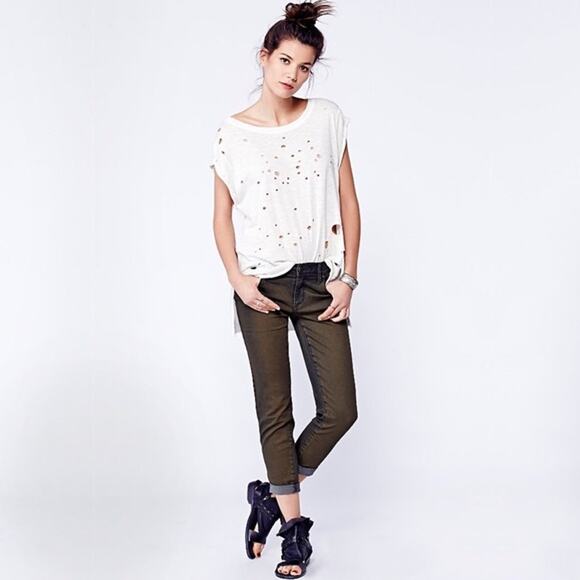 Free People Rolled Crop Mid Rise Skinny Jeans in Maris - Picture 11 of 11